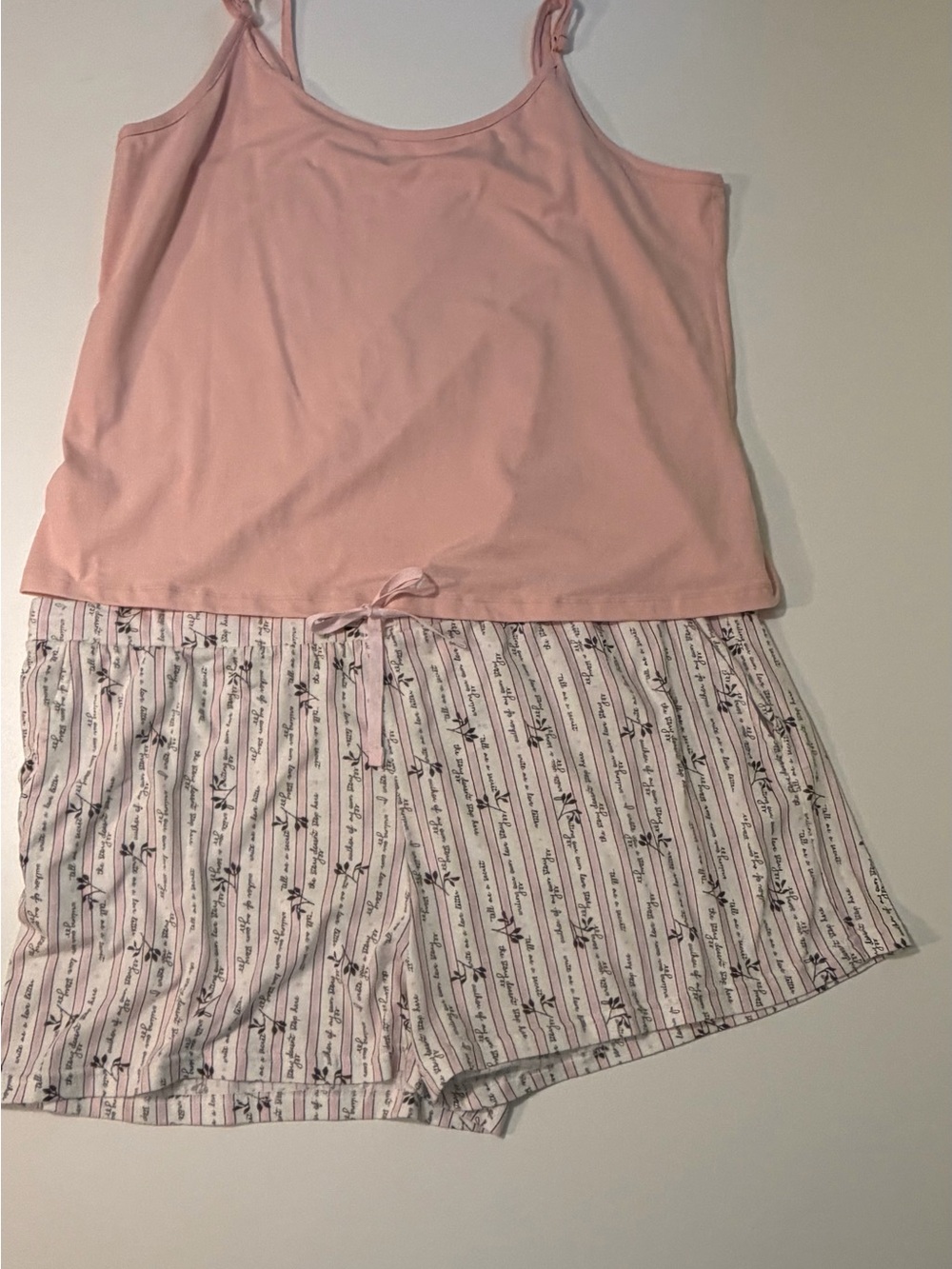 NWT La Vie En Rose Women's Pajama Set Knit Cami & Print Tie Waist Shorts XXL/16